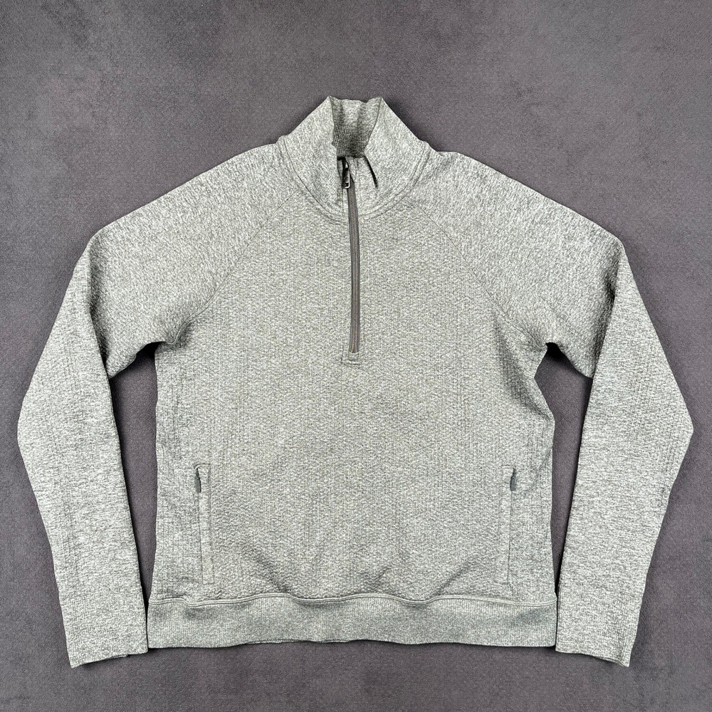 Lululemon Engineered Warmth 1/2 Zip Womens 10 Gray Wool Blend Thumbholes W3DF6S